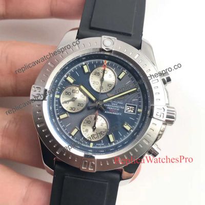 New Replica Breitling Colt Blue Chronograph Dial Watch - Black Rubber Band